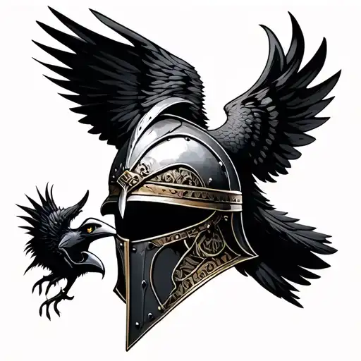 Roman Helmet With A Raven On It