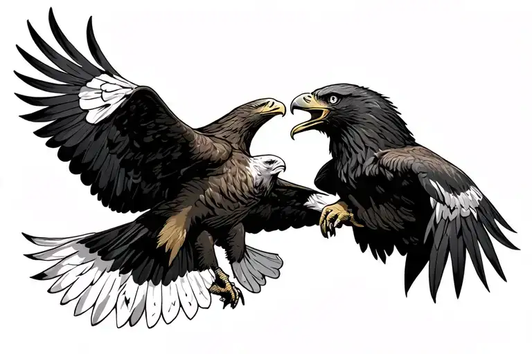 Golden Eagle Fighting A Bald Eagle