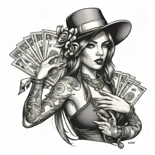 Girl La Gangster With Money And Gambling Themed