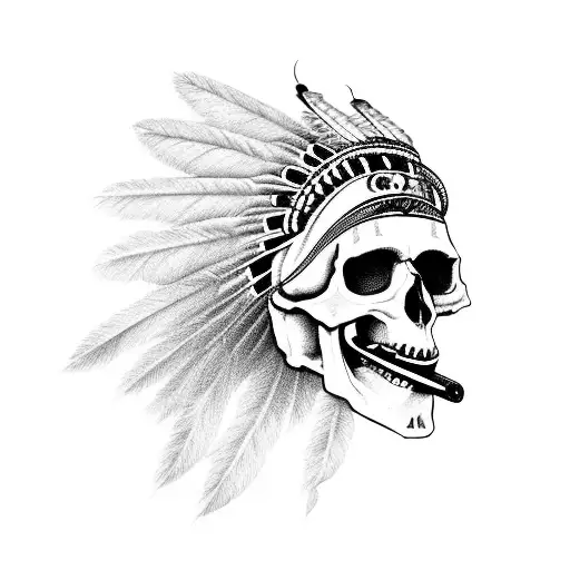 Indian Skull With Headdress And Night Vision Goggles