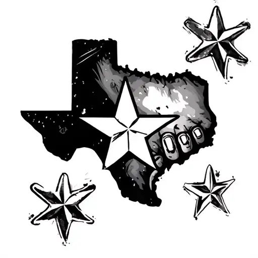 Texas Outline On Left Side Texas Ranger Star On Right Baby Hand Print