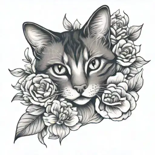Cat With Florals