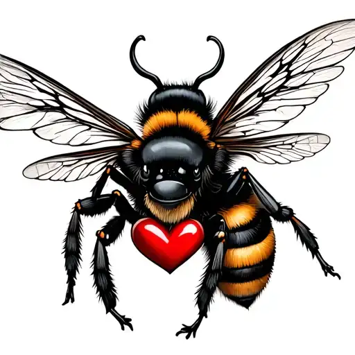 Devil Bumble Bee With Heart Wings