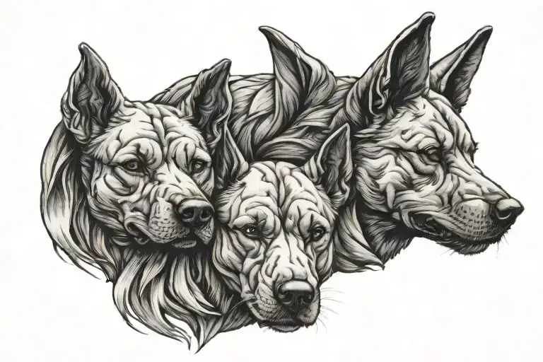 Blacked Out Three Headed Dog