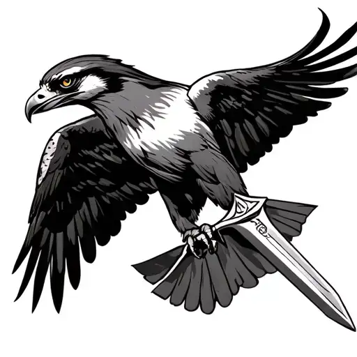Osprey Wielding A Claymore Sword Flying Towards