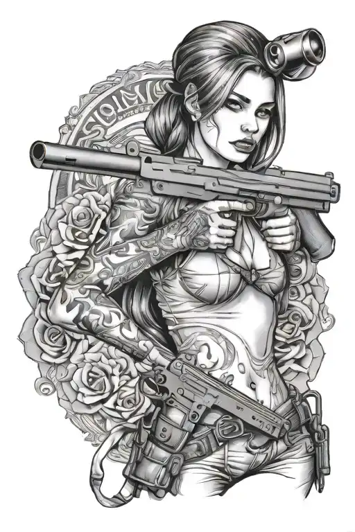 Beautiful Girl With Gun