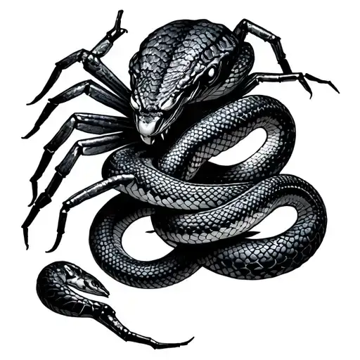 Spider And A Snake Intertwined