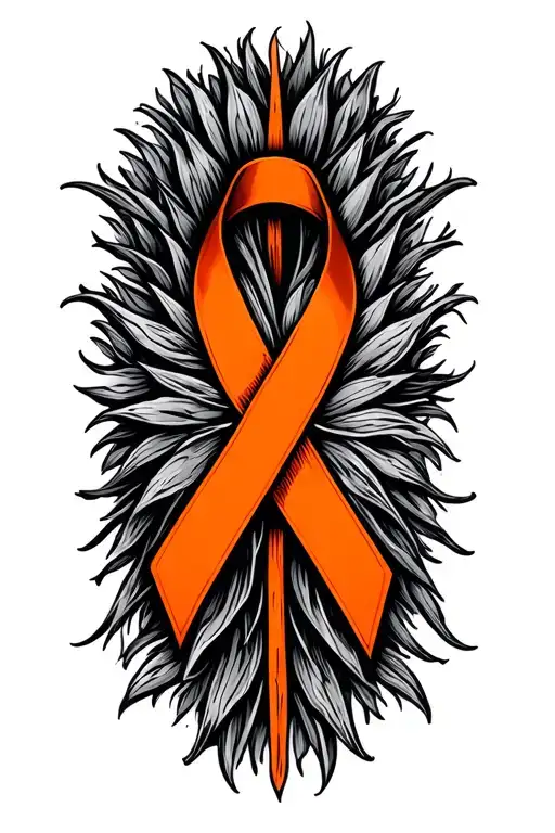 Kidney Cancer Orange Ribbon Intertwined With Strength Symbol