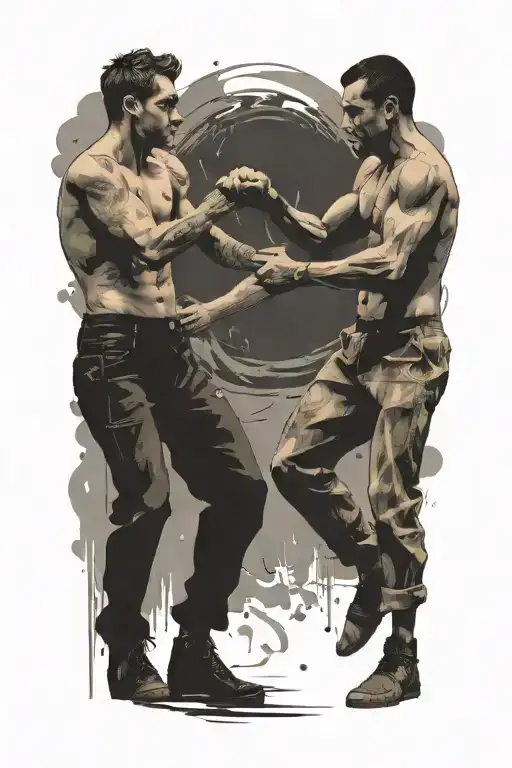 Grunge Collage Of Two Men Street Fighting