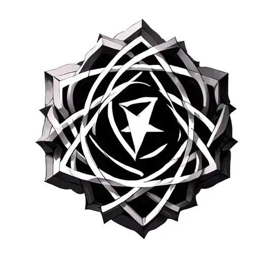 Enneagram Symbol In Black And White As 3D