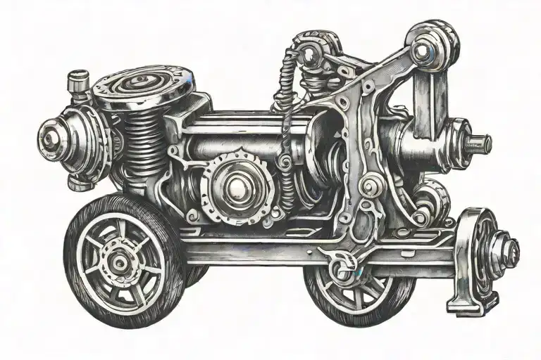 Tattoo Machine With Wheels As It Was Driving Away Into Sunset