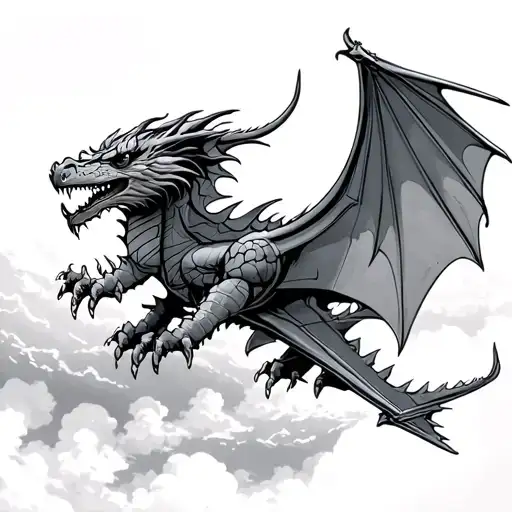 Dragon Airplane Flying In The Sky