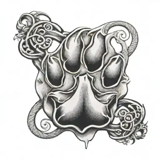 A Tattoo Of A Paw With Infinity Symbol In Center Surrounded