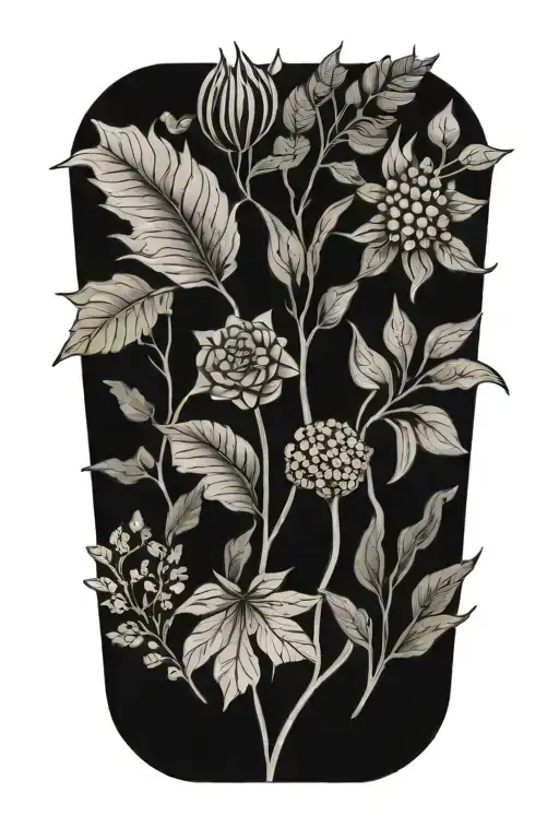 A Quilt Block Made Up Of Different Plants