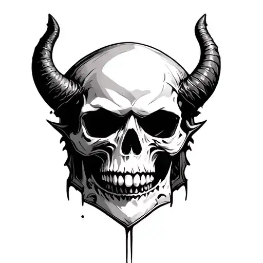 Skull With A Demon Mask