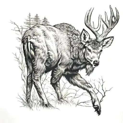 Whitetail Buck And Black Bear