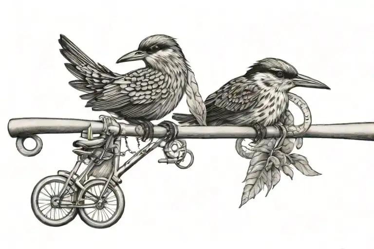 Bicycle Handle Bar With Wren And Sand Piper Bird Perched