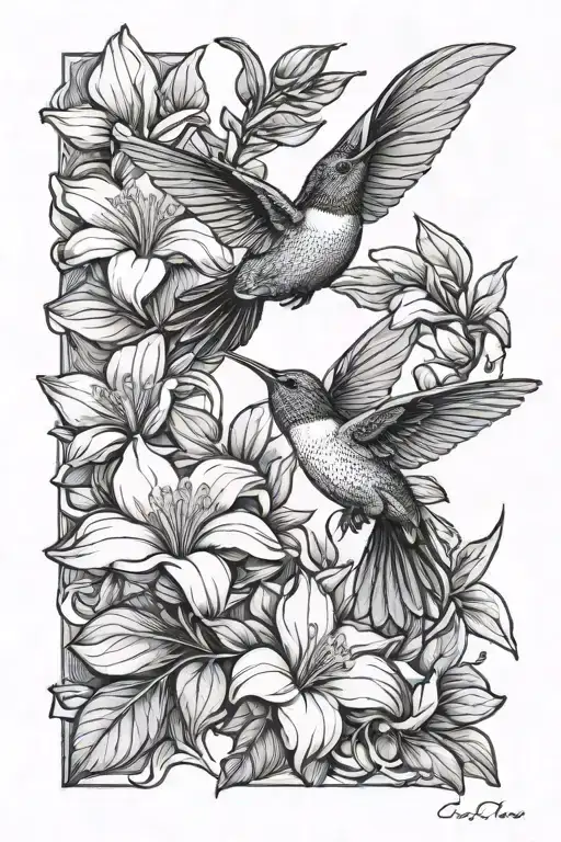 Louisiana Magnolia Flower And Hummingbird