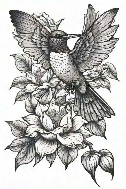 Louisiana Magnolia Flower And Hummingbird