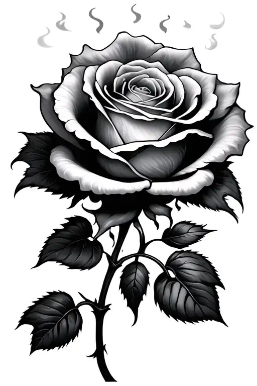 Burning Rose Black And Grey