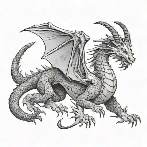 Dragon With A Goat Standing