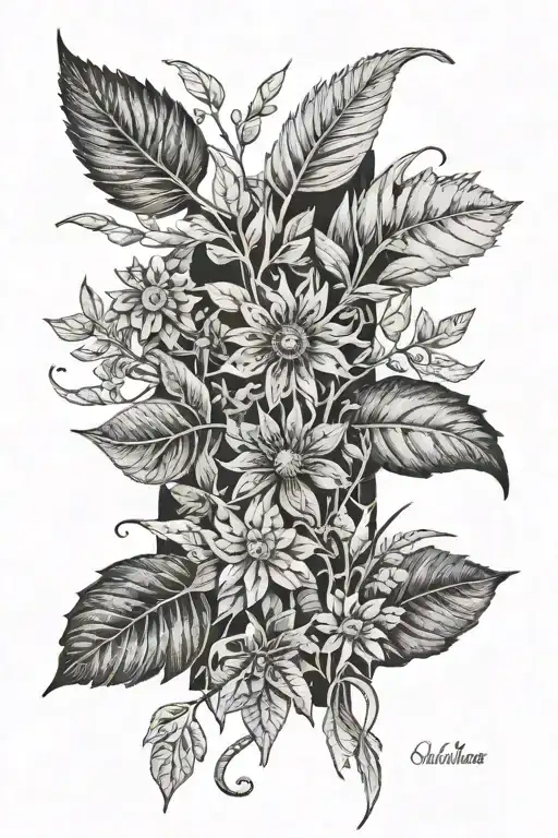 A Quilt Block Made Up Of Different Plants