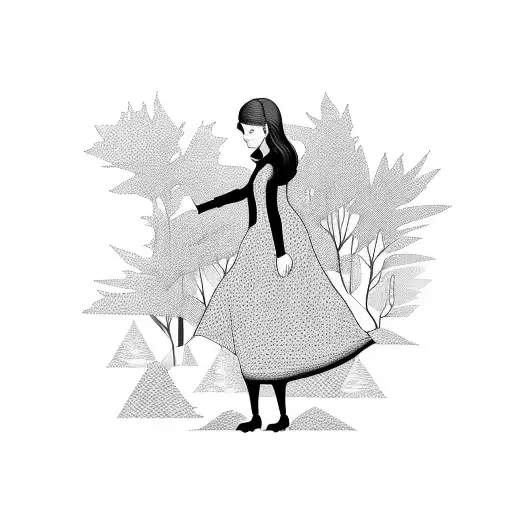 Girl Walking In The Forest