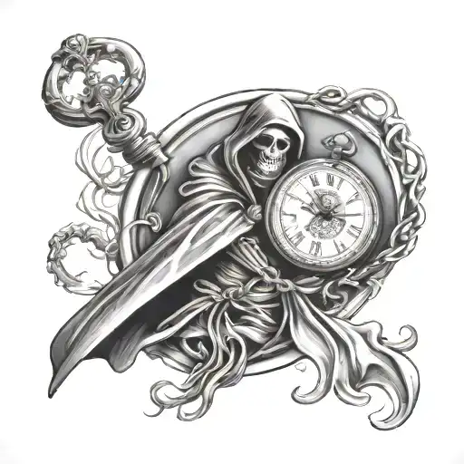 Pocket Watch And Grim Reaper