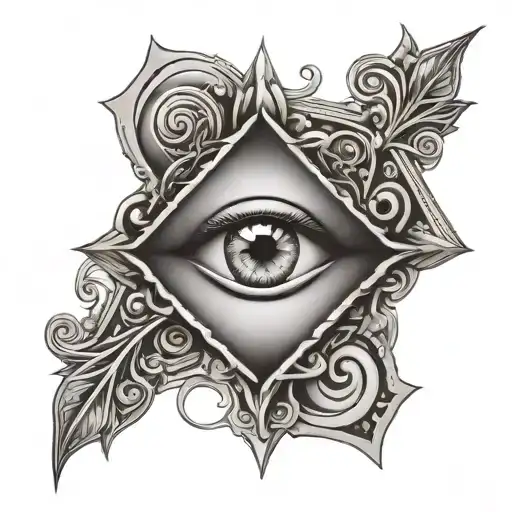 Cross With Diamond And Greek Eye