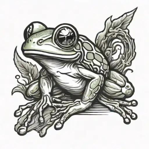 Green Tree Frog Karate Chopping Soju Bottle