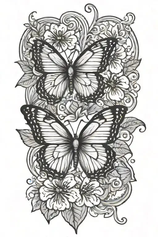 Butterfly With Hawiian Hibiscus