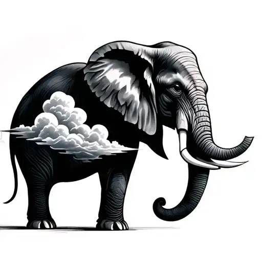 Elephant And Clouds Forming The Shape