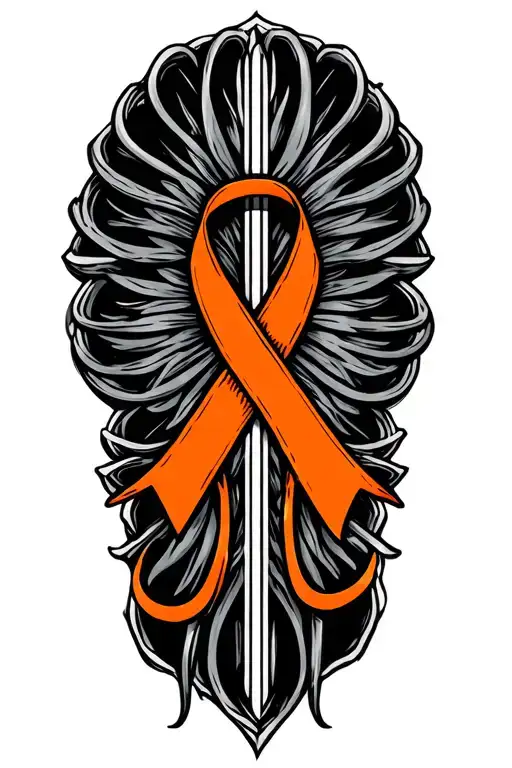 Kidney Cancer Orange Ribbon Intertwined With Strength Symbol