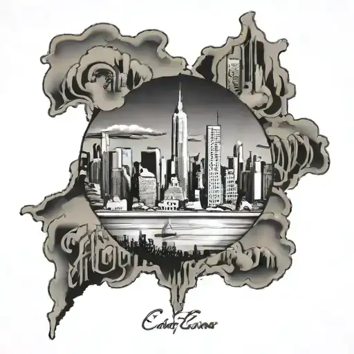 New York City Skyline In A Mountain