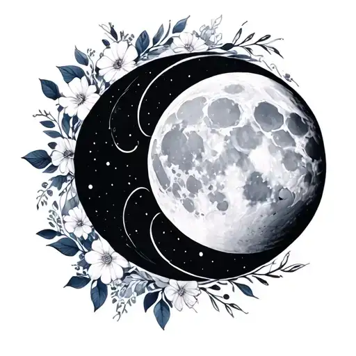 Moon Phases Double Crest Moon Bisexual Lace Floral Bouquet Colourful