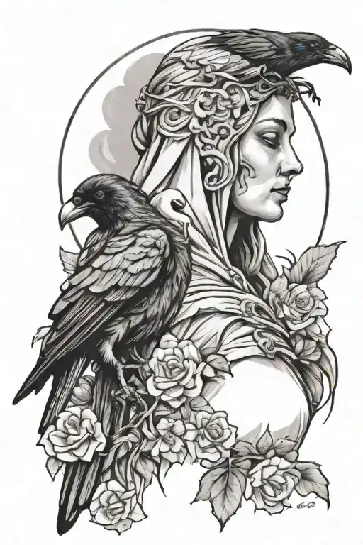 Saint Mary And A Raven