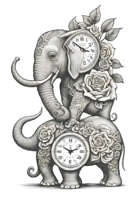 Money Rose Elephant Time Clock