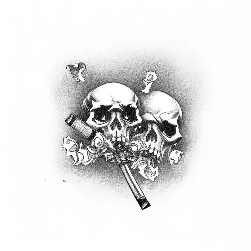 Smoking Ace Card With Skulls