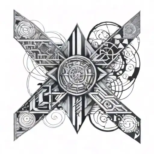 Geometrical Shape Half Sleeve With Roman Numerals 2008