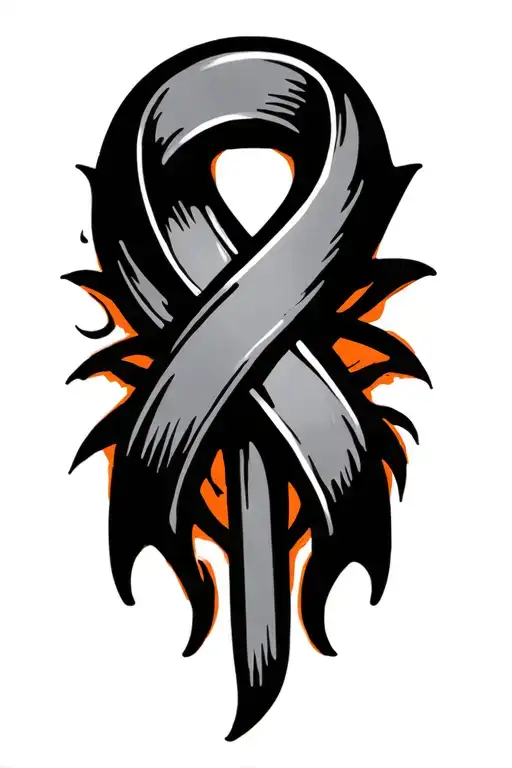 Orange Cancer Kidney Ribbon Intertwined