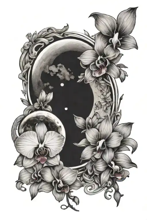 Moon With Orchid Flowering Infront