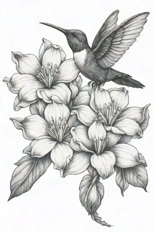Louisiana Magnolia Flower And Hummingbird