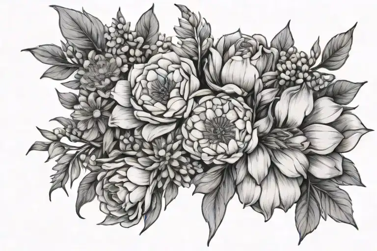 Bouquet Of Birth Flowers Wrapped