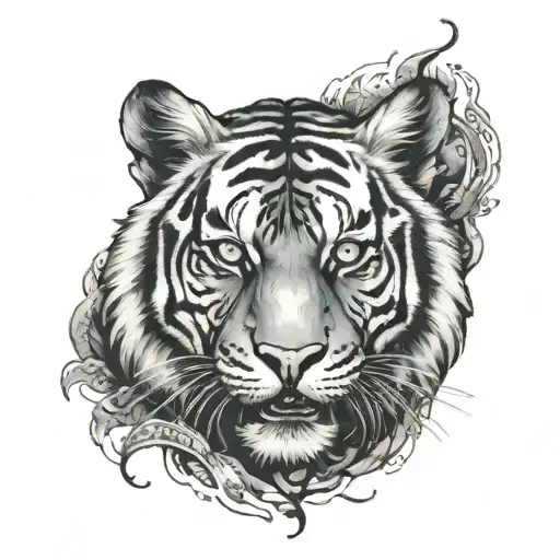 Tiger Glowing Eyes Surrounded