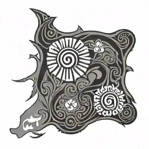 New Zealand Map Outline With Koru Motif Intertwined