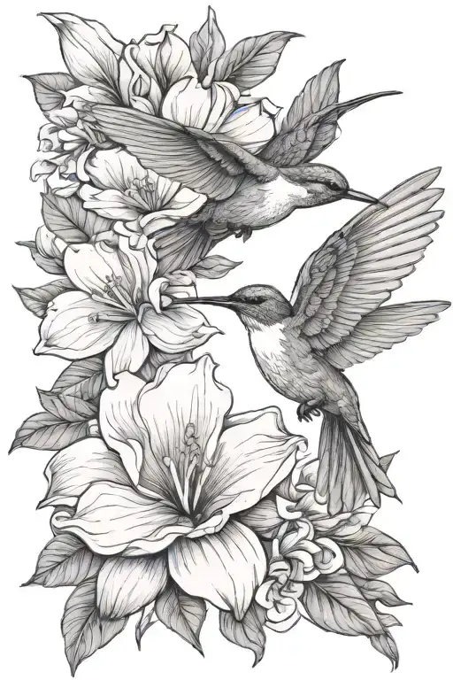 Louisiana Magnolia Flower And Hummingbird