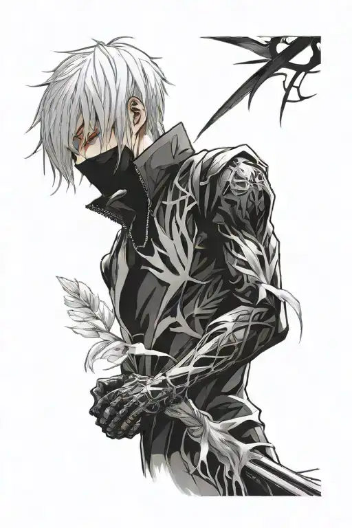 Create A Forearm Tattoo Of Ken Kaneki With One Spider Lily