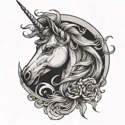 Full Crescent Moon With A Smaller Unicorn Head Inside