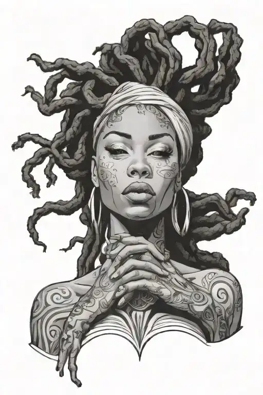 Black Woman With Locs Reaching Spiritual Enlightenment