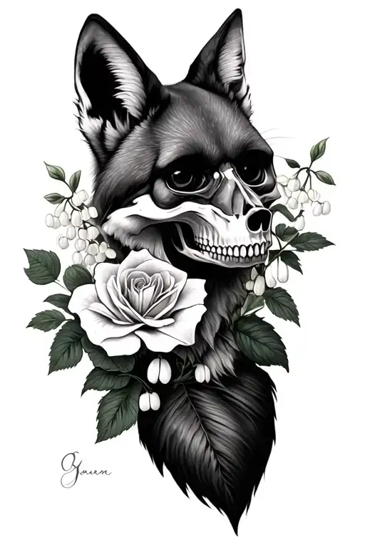Fox Roses Lily Of The Valley Skull